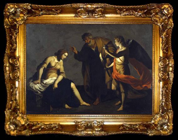 framed  Alessandro Turchi Saint Agatha Attended by Saint Peter and an Angel in Prison, ta009-2